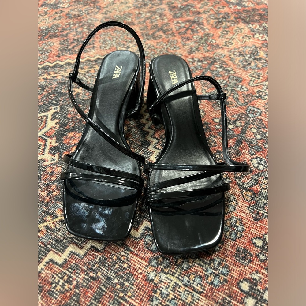 Barely Worn Zara Black Strappy Heels - Size 9 US